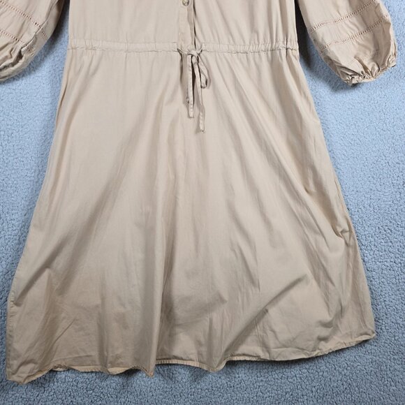 Who What Wear Midi Dress Size Medium Beige Puff Sleeve Peasant Cottagecore - Picture 5 of 15